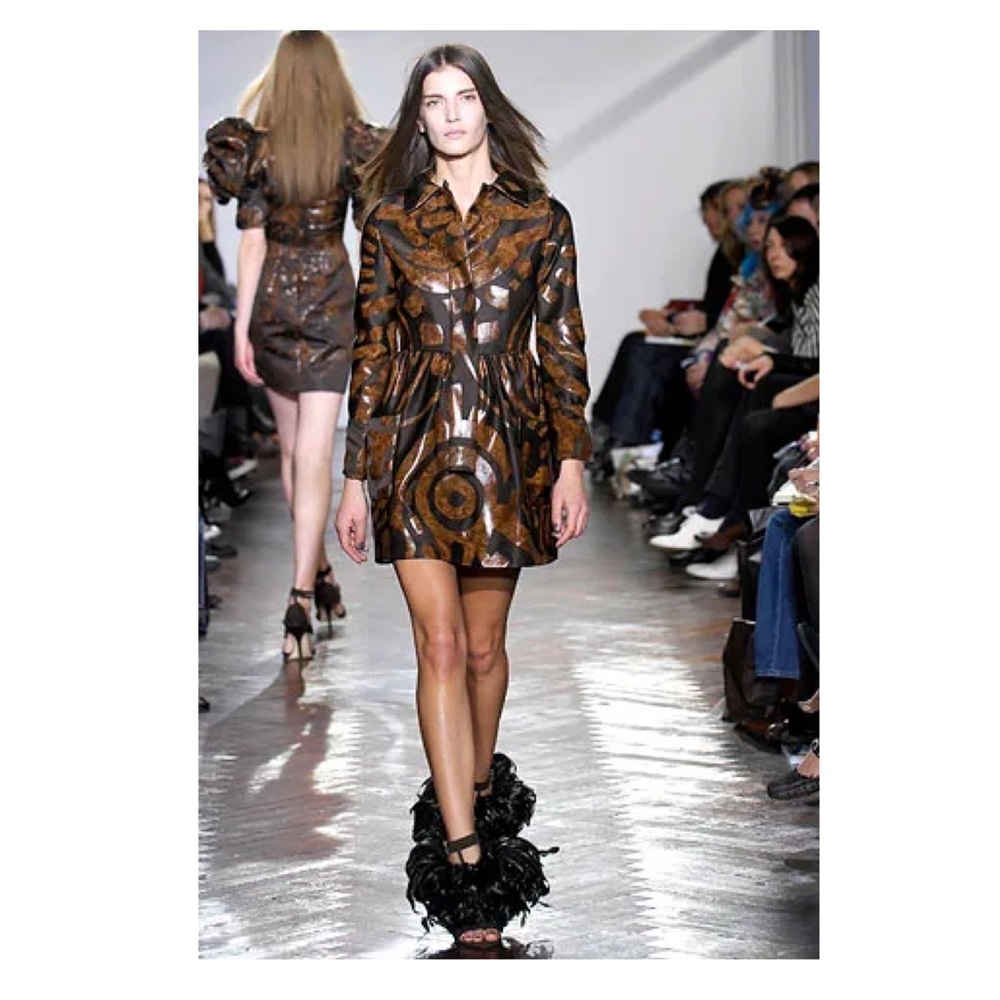 New! GILES DEACON Runway Painted Silk Shirt Dress - Picture 3 of 9